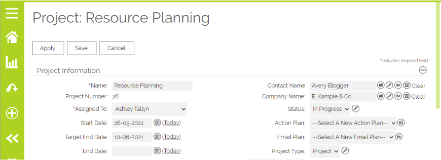 Project Resource Planning in OpenCRM